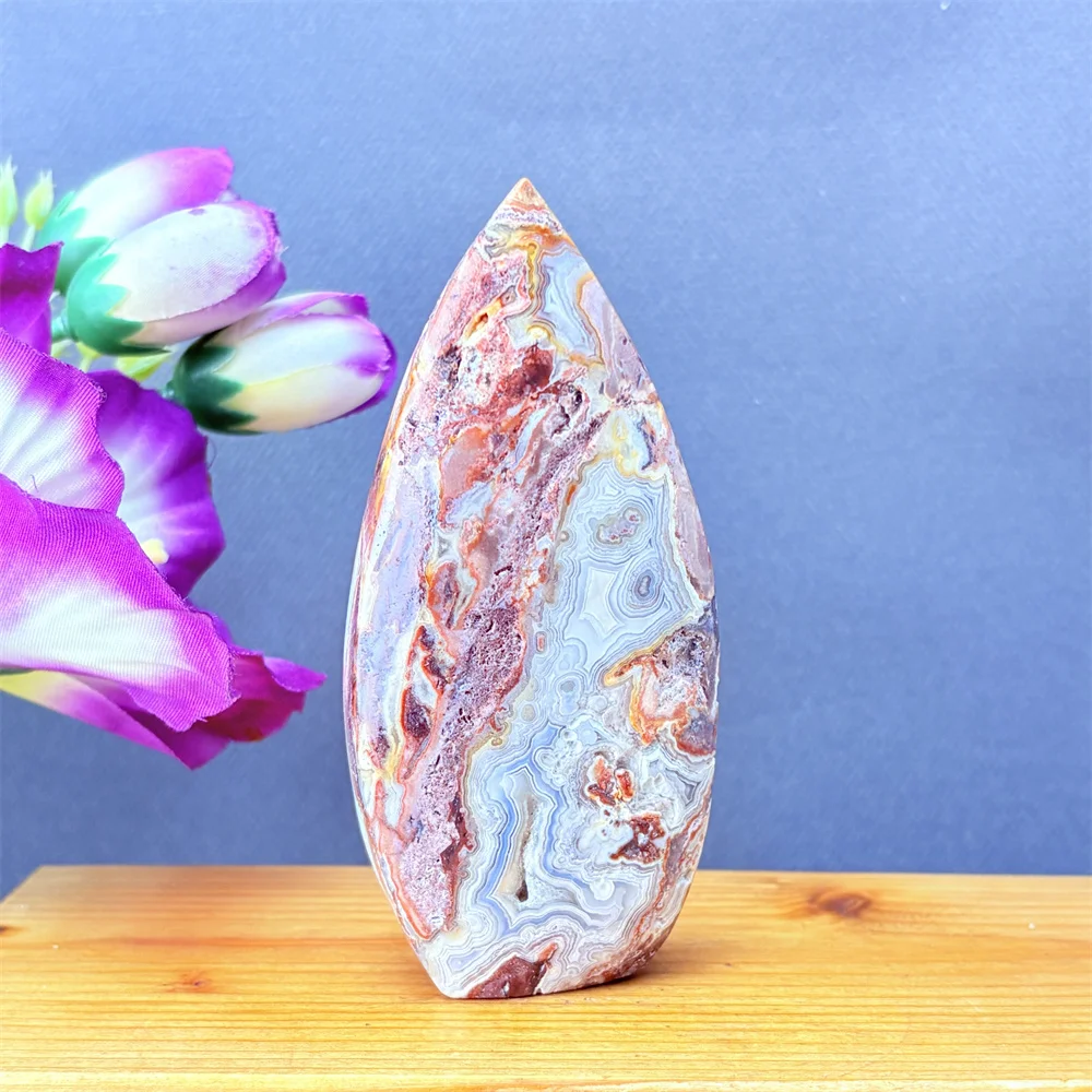 Natural Mexican Lace Agate Quartz Free Form Crystal Torch Shaped Home Decor Meditation Chakra Gift Witcher Sacrifice