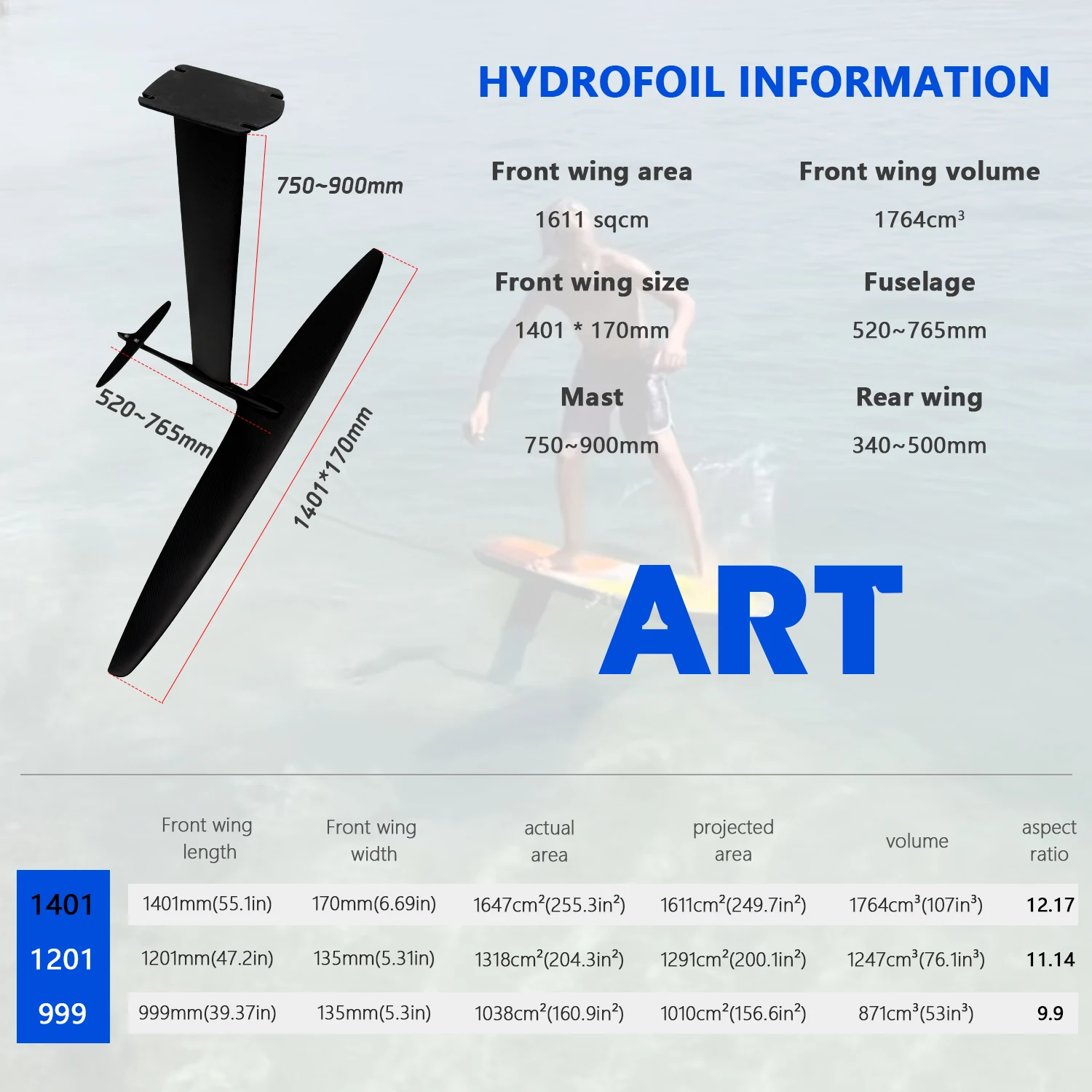 AXIS ART 1401 Aluminum Mast sup Wing Efoil Electronic Surfboard Water Play Sports Kitesurf surfing fin wingfoil Foil Hydrofoil