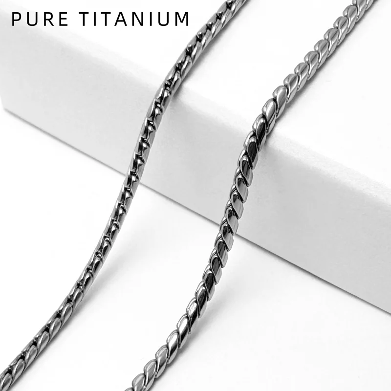 New 2.5mm Pure Titanium Snake Bone Chain Necklace Seamless Welded Anti-Allergic Collarbone Titanium S Chain Necklace for Unisex