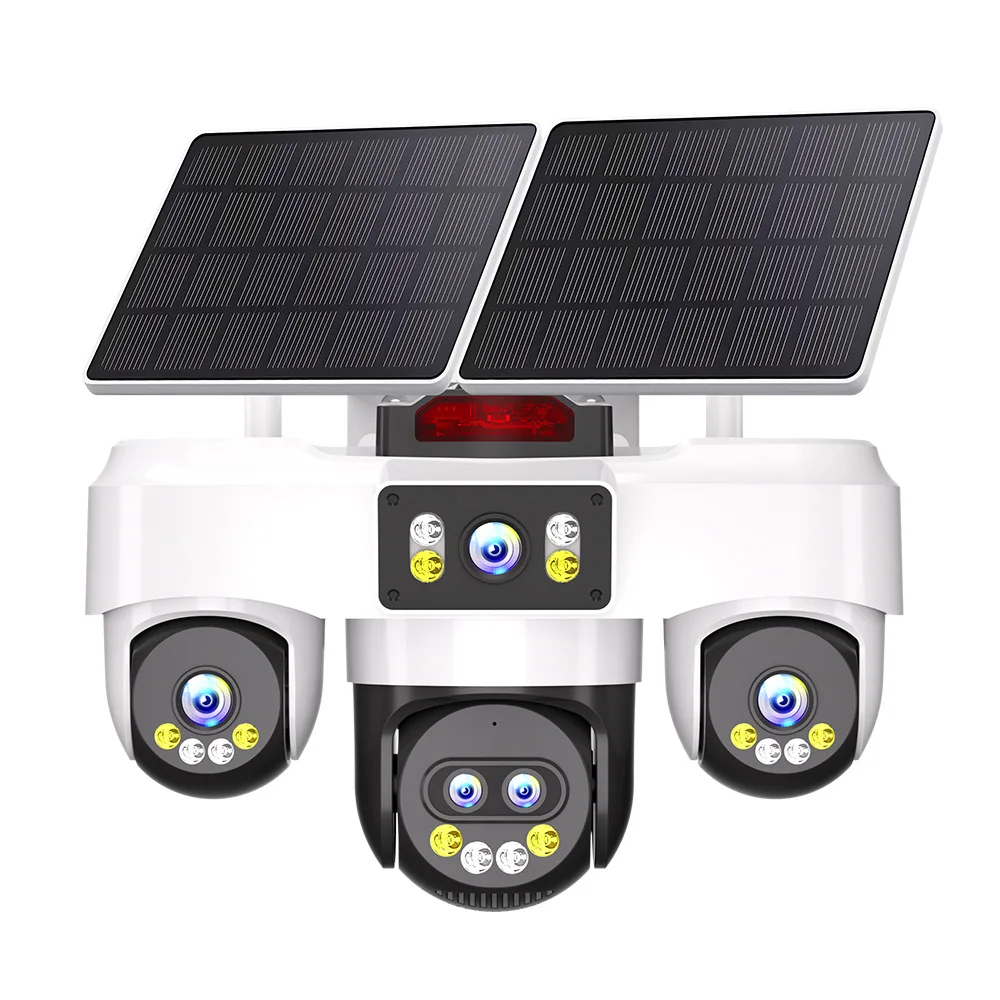 AOV Factory-Direct Solar-Powered 4G Security Camera Five Lenses Four-View Display Six Motors PTZ Support Alarm Voice