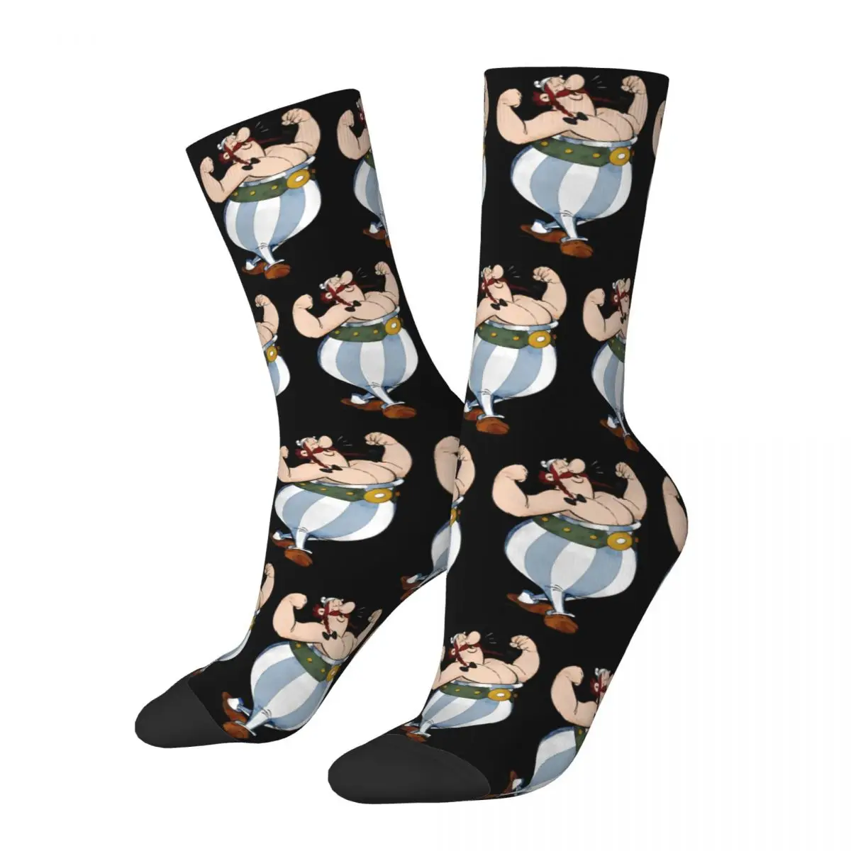 Harajuku Asterixs And Obelixs Basketball Socks Polyester Middle Tube Socks for Unisex