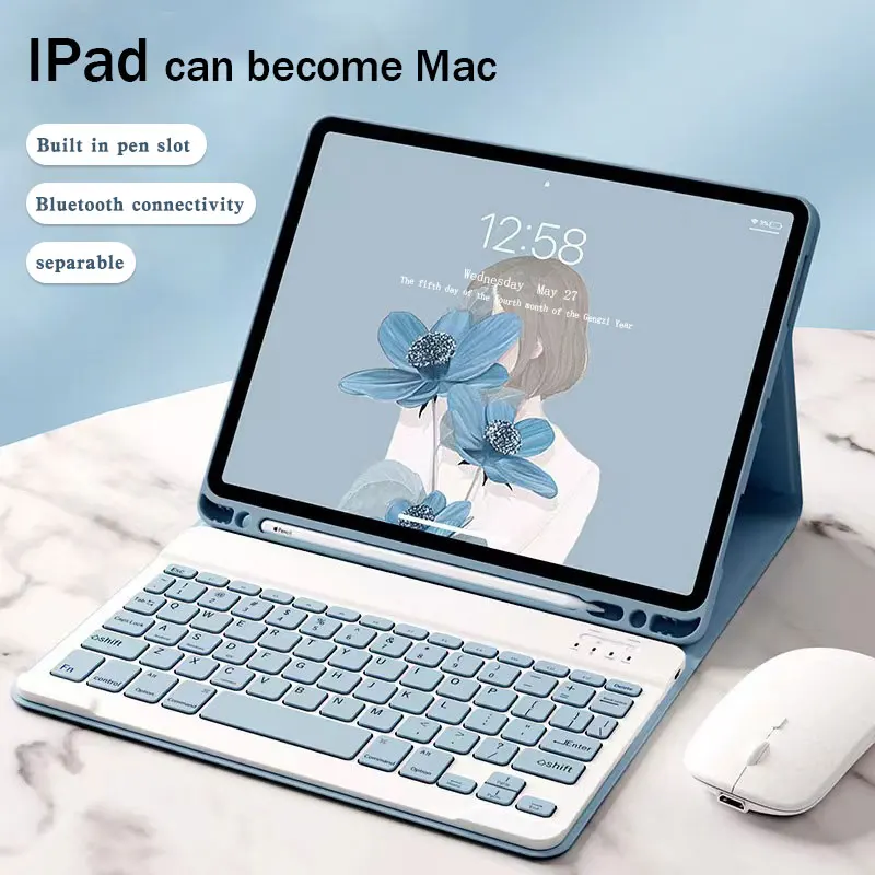 Suitable for iPad Pro11 with Bluetooth mouse and keyboard for Air 54 for iPad 10.2 9th 7th 8th Mini 6 Fund Tablet Protector Case