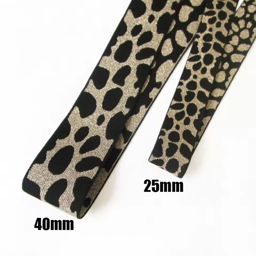 1Meter Leopard Jacquard Lurex Elastic Band Shiny Stretch Webbing Elastic Ribbon for Sewing Accessories Clothing Bag Pant 25/40mm