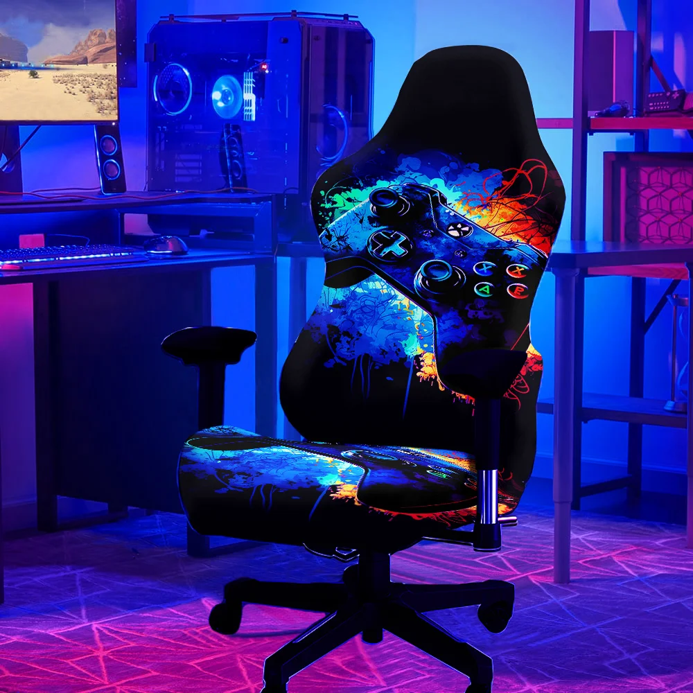 A Set of Graffiti-Style Game Controller Pattern Glow-In-The-Dark Computer Chair Covers Decorating Office Bedroom Gaming Chairs