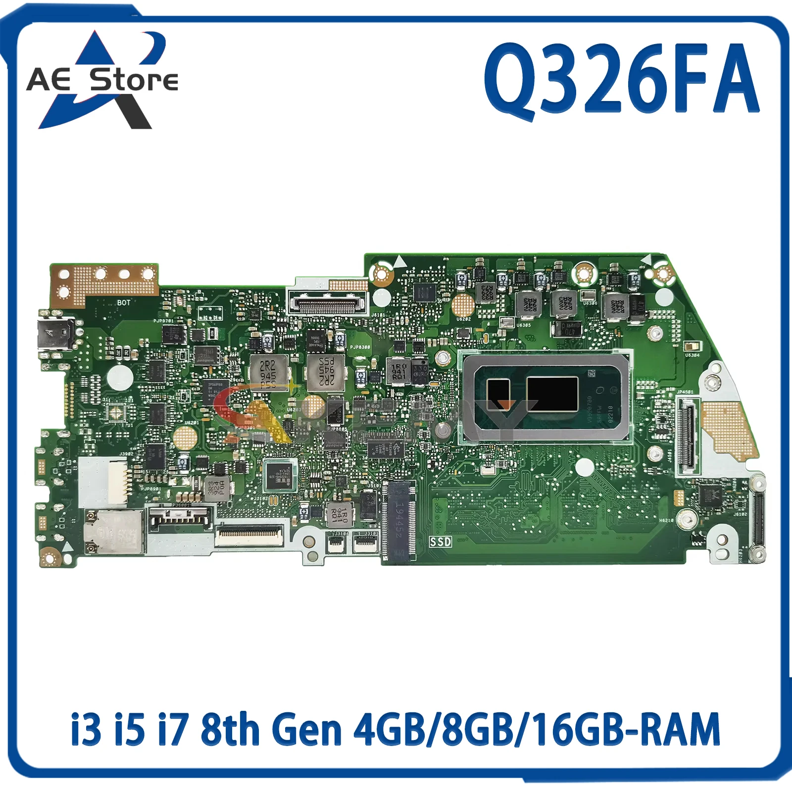 

Материнская плата для ноутбука AE Q326FA Материнская плата ASUS Q326 Q326F UX362F UX362FA с процессором i3 i5 i7 8-го поколения 4 ГБ/8 ГБ/16 ГБ ОЗУ