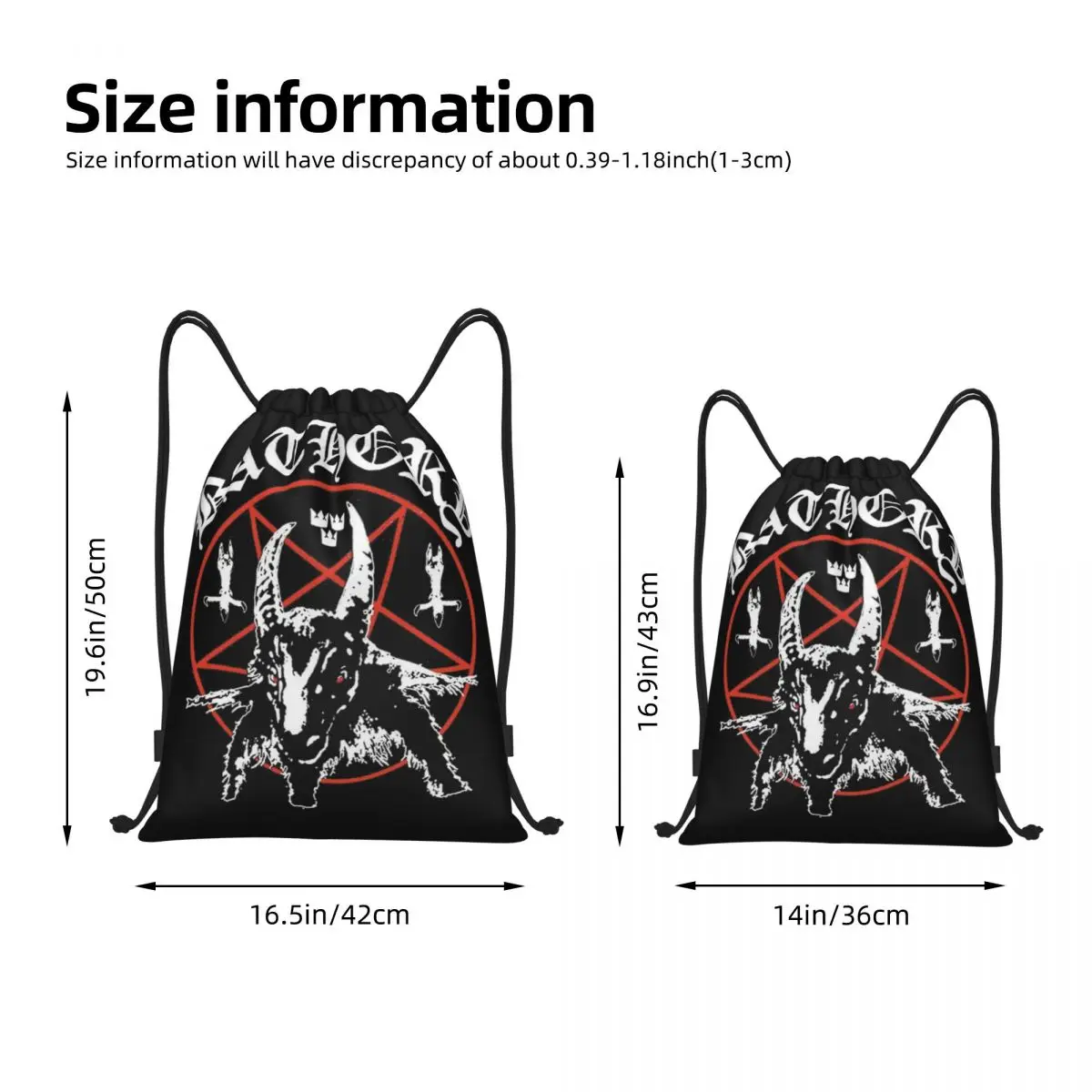 Black Metal Bathory Band Drawstring Backpack Sports Gym Sackpack String Bag for Exercise