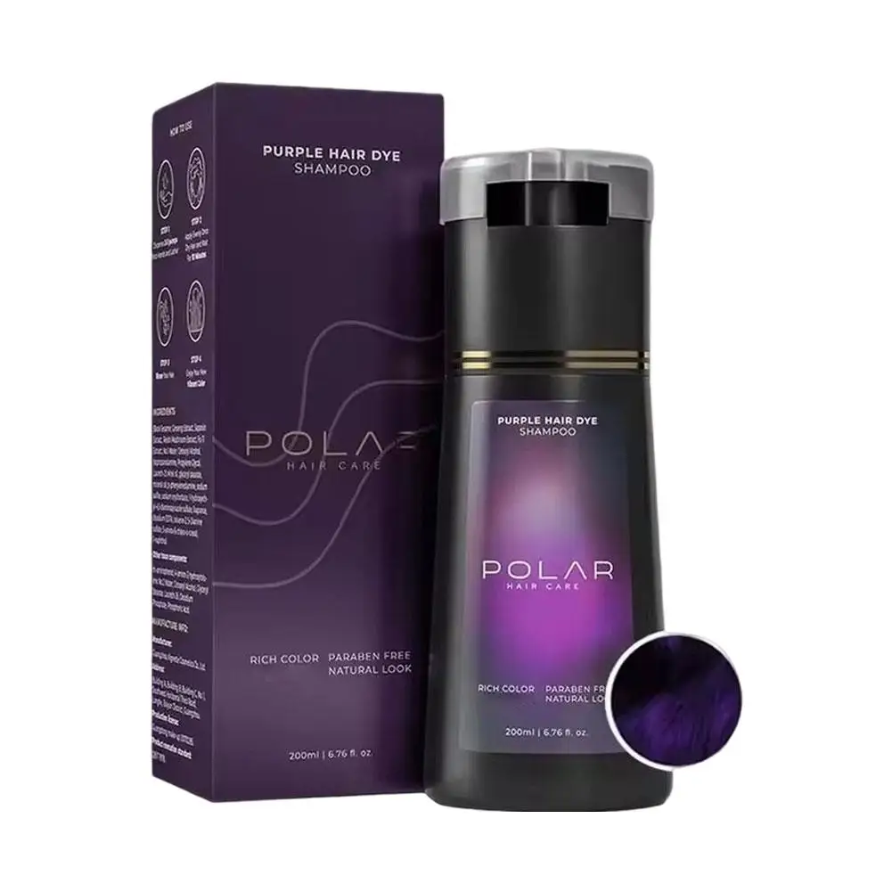 Semi-permanentes Haarfärbeshampoo mit natürlicher Formel zur Grauhaarabdeckung für Frauen und Männer in verschiedenen Farben: Schwarz, Braun, Lila. – Detail 4
