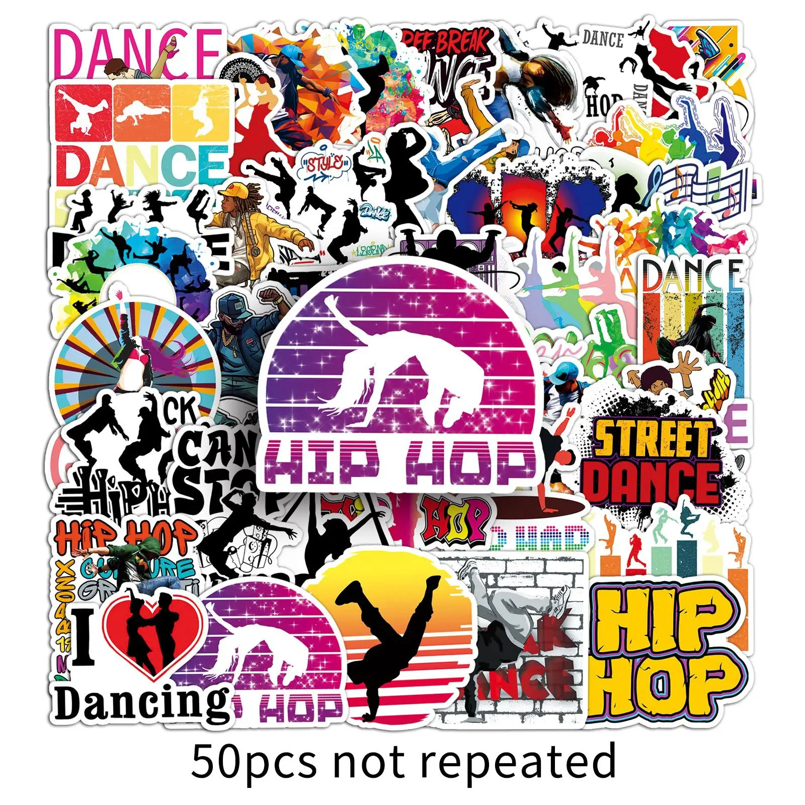 10/30/50PCS Cool Hip Hop Street Dance Art Sticker DIY Phone Laptop Luggage Skateboard Graffiti Decals Fun for Kid Toy