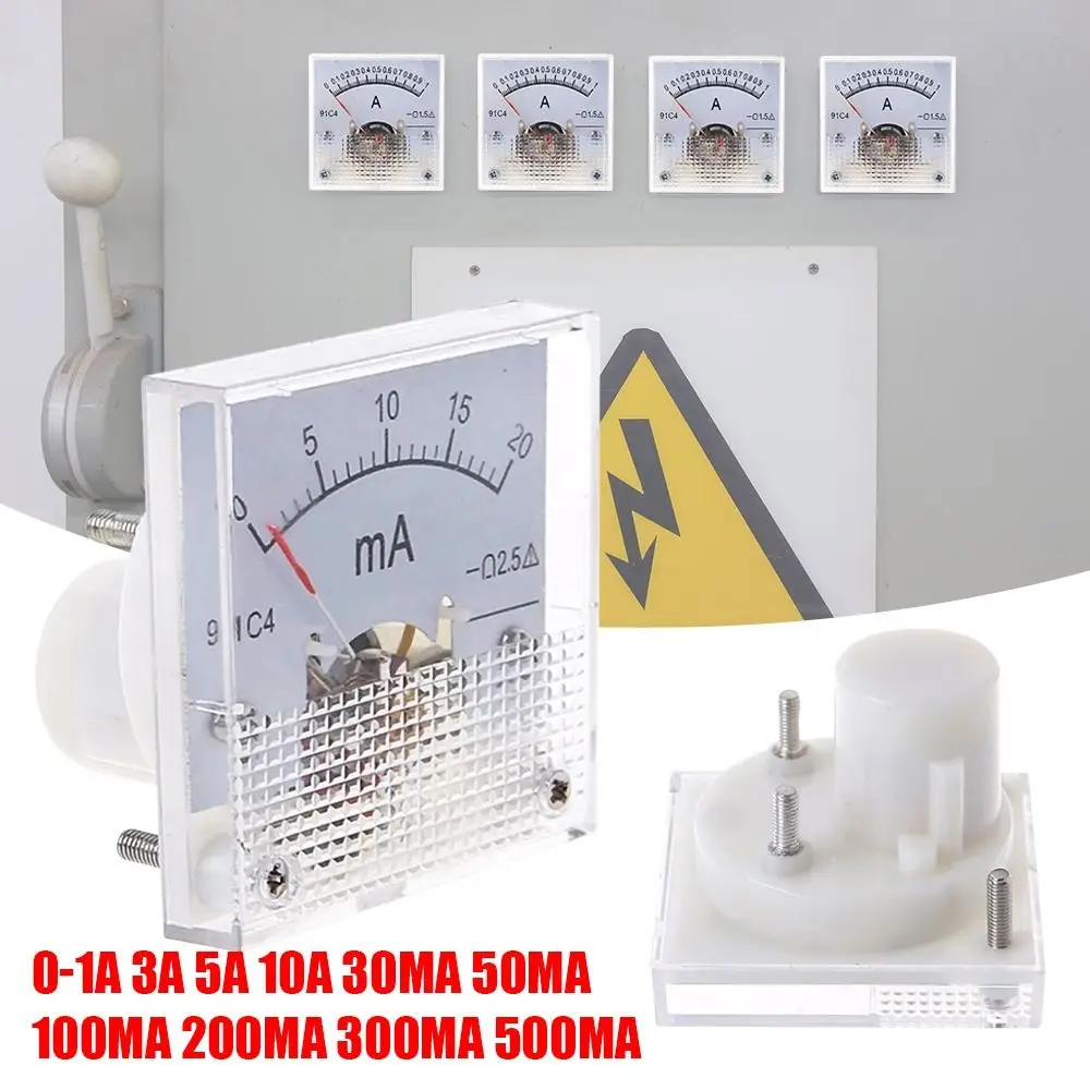 

91C4 0-1A 2A 3A 5A 10A 300mA 500mA Указатель Аналоговый панельный измеритель Амперметр Измерительный инструмент Амперметр постоянного тока