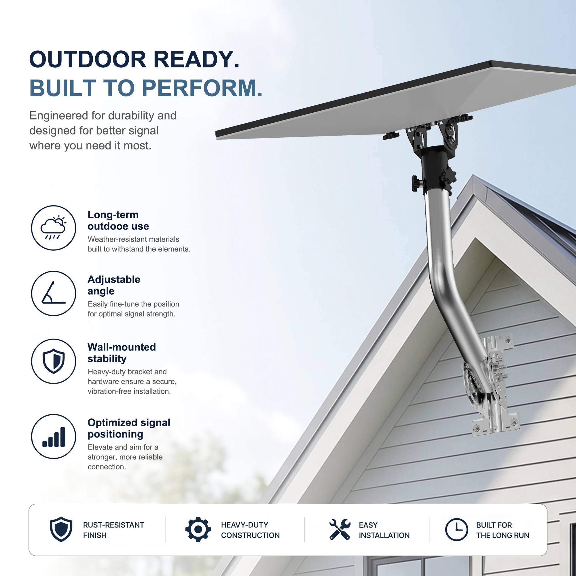 starlink-gen-3-mount-kit-160°-adjustable-tiltroof-wall-pole-mountwith-pole-and-pipe-adapterfor-standard-4x-enterprise-dish