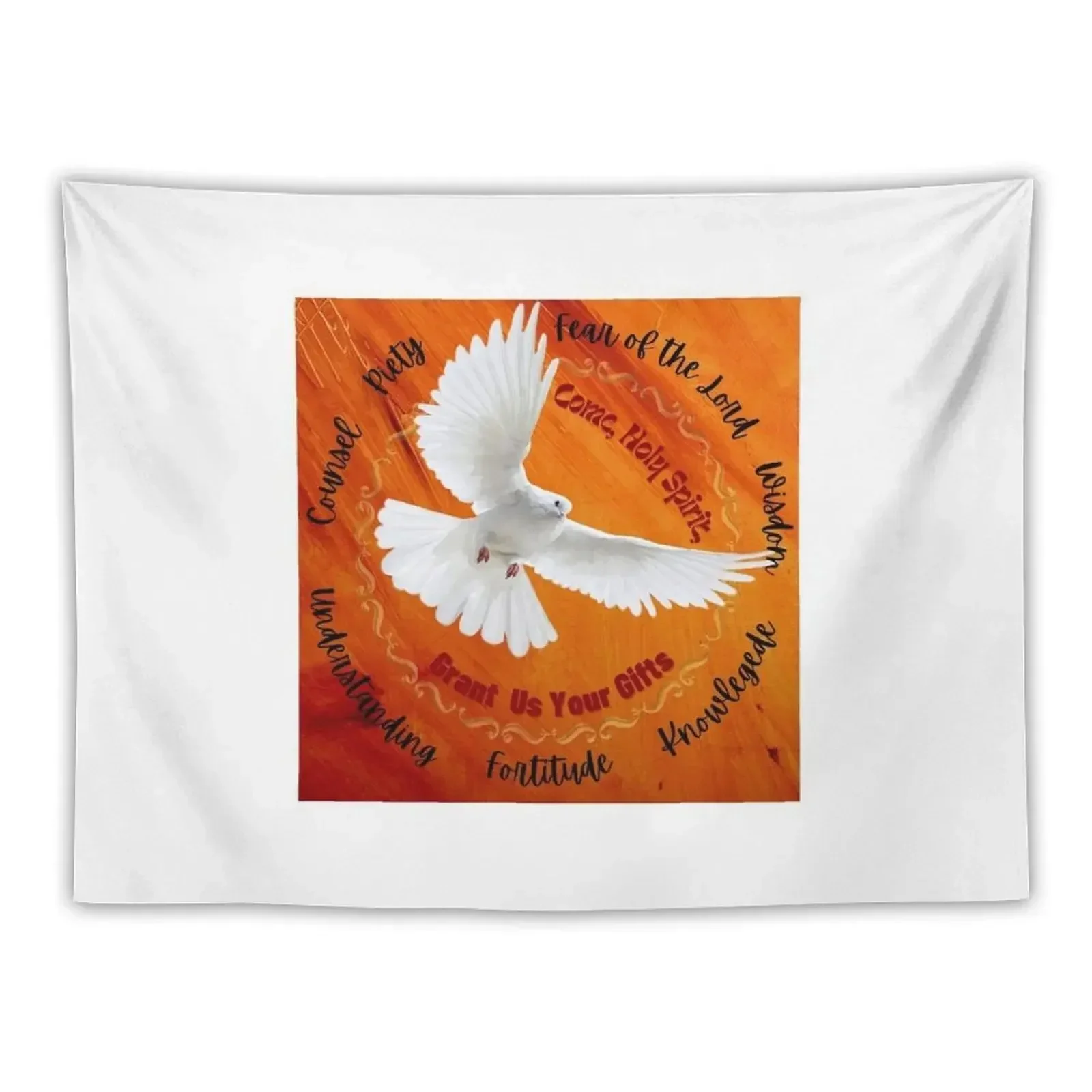 Pentecost: Ask for Gifts of the Holy Spirit Tapestry Wallpaper Bedroom Room Decore Aesthetic Tapestry