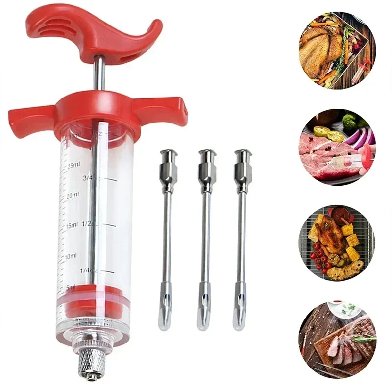 Hot Selling BBQ Meat Syringe Marinade Injector Turkey Chicken Flavor Syringe Kitchen Cooking Syinge Accessories