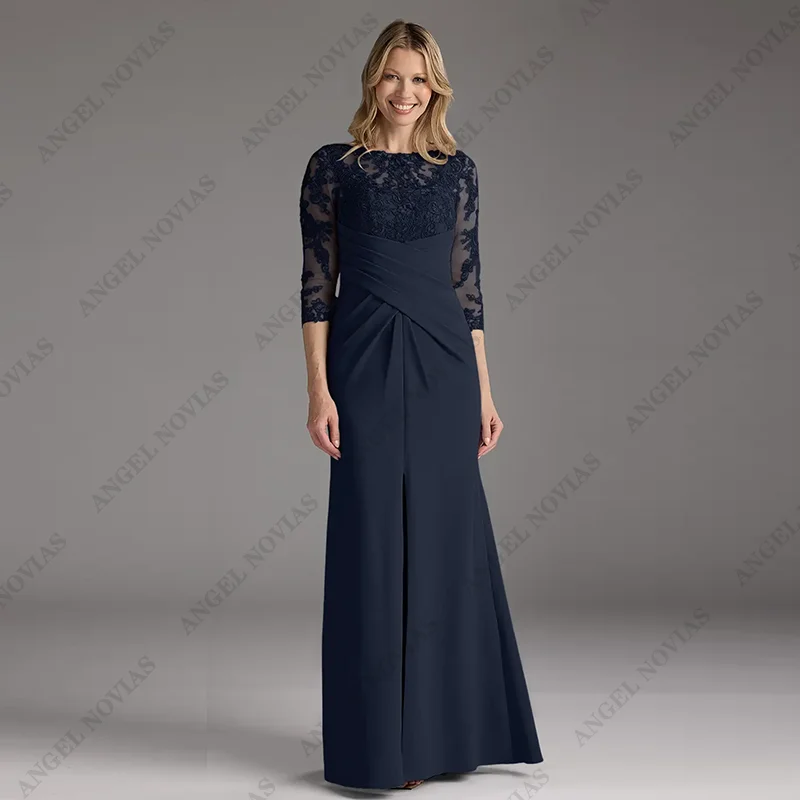 

Long Custom Made Navy Blue Mother of the Bride Dresses 2025 Wedding Party Dress vestidos de fiestas elegantes mujer