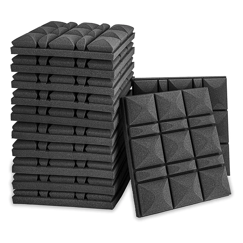 Quality 12 Pcs Acoustic Panels,Acoustic Foam Panels,Studio Wedge Tiles,Sound-Absorbing Pyramid 3 Square Block Design,5X30X30 Cm