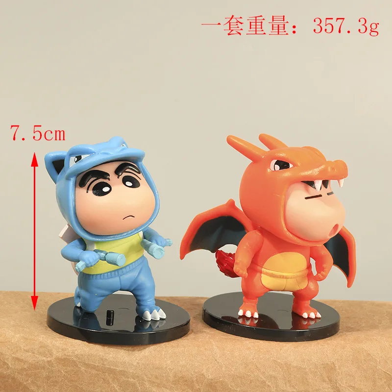 The New Anime 6PCS Pokemon Are Dressed Up ‌Crayon Shin-chan Hand-made Fire-breathing Dragon ‌Crayon Shin-chan Doll Accessories