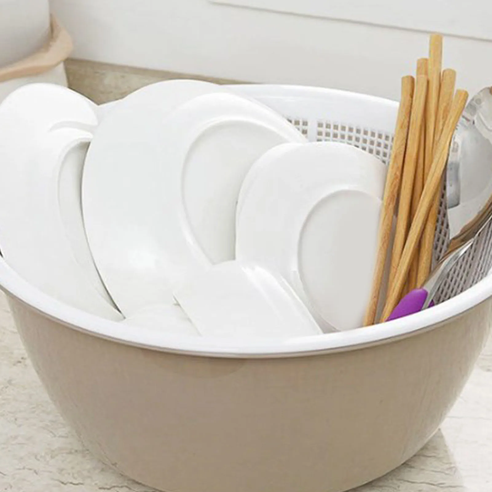 Thickened Double Layer Plastic Drainage Basket Multi Use Fruit Vegetable Colander for Kitchen Counter Dining Table - view 3
