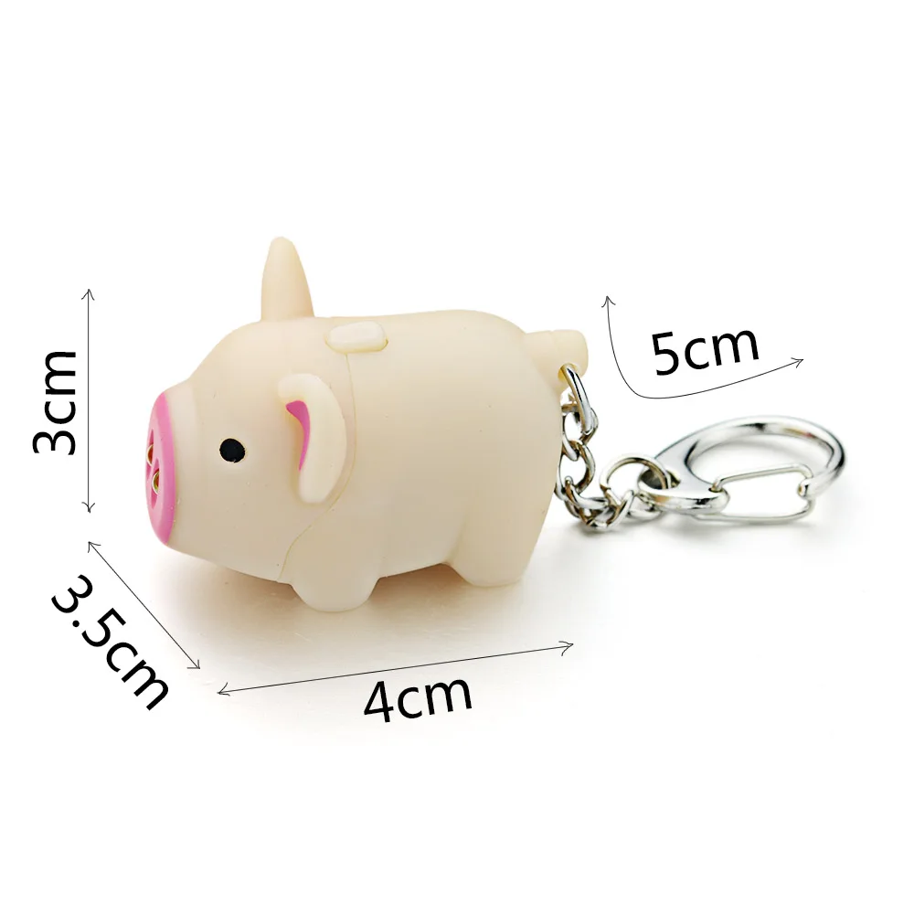 Pretty  1Pc Cartoon Pig Led Keychains with Unique Sound Flashlight Chic Creative Kids Toys Keyrings Chains Child Gift DK380