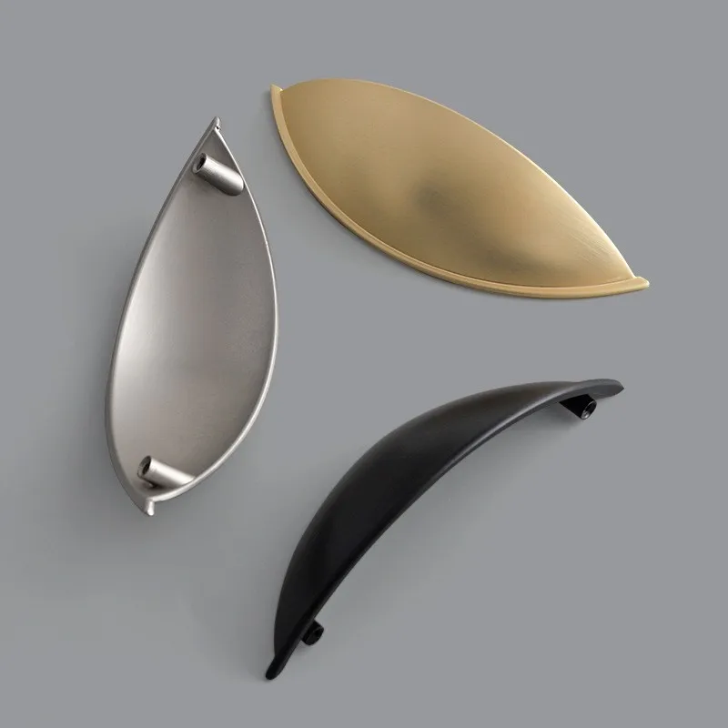 Shell Kitchen Cabinet Door Handle Bedroom Wardrobe Drawer Knobs Semicircle Furniture Handles Black Gold Brushed Home Decoration