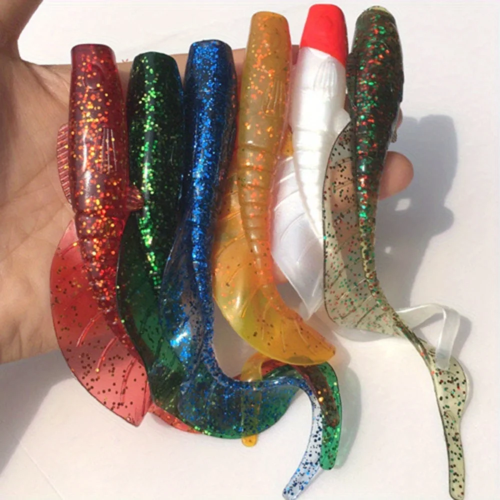 5 Stück Tail Grub Soft Lure, 17 cm/13 g schwerer Köder, Long Cast sinkender Angelköder