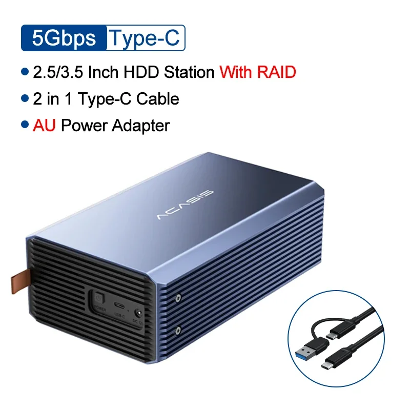 Acasis HDD Case SATA RAID Storage Enclosure Dual Bay Hard Drive