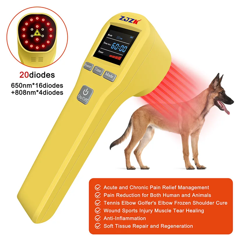 

Portable Infrared Cold Laser Therapy for Muscle Pain Strain Injury Treatments With Fast Effects 4x808nm+16x650nm 20 Diodes 880mW