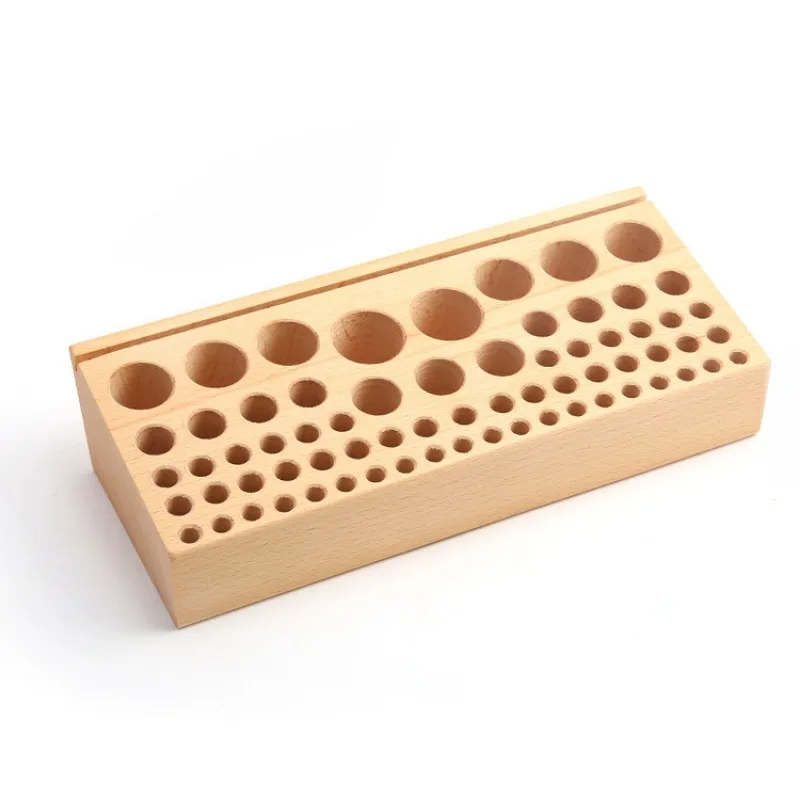 Beech Handwork Tools Holder Box 98 Holes Organizer Wooden Rack for Leather Craft Punches Stand Carving Tools Drill Bits Storage