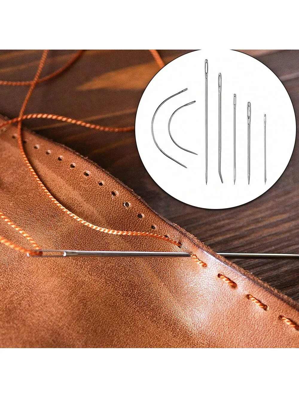 Paquete de 7 agujas de coser a mano de alta resistencia para el hogar, agujas para coser cuero, para reparar tapicería, alfombras, lona, herramientas de costura