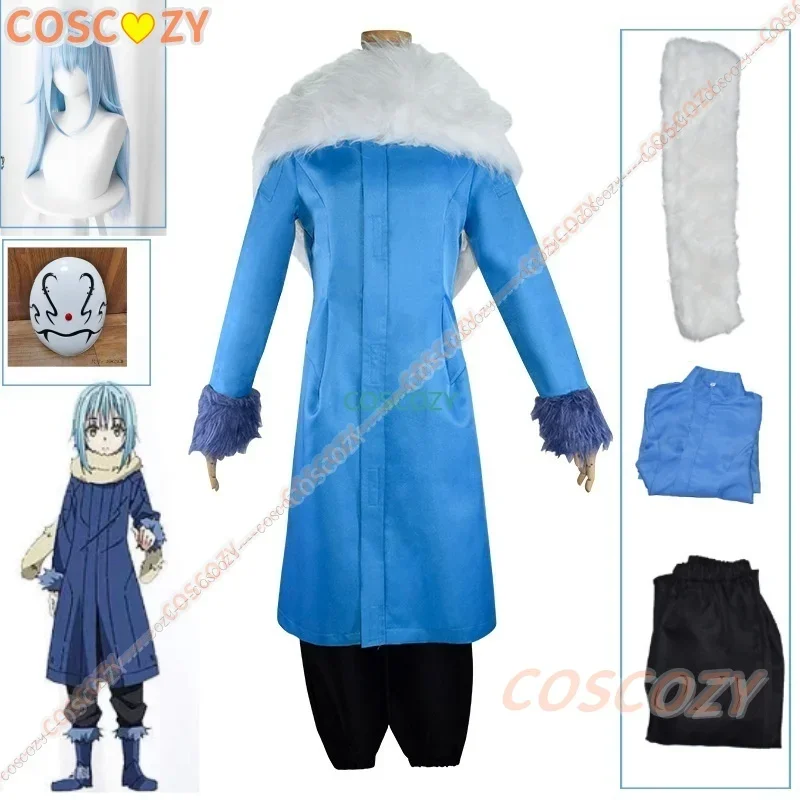 Slime Datta Ken Cosplay Costume Rimuru Tempest Cosplay Blue Coat Mask Slime Costume Men Got Reincarnated Carnival Wig Uniforms