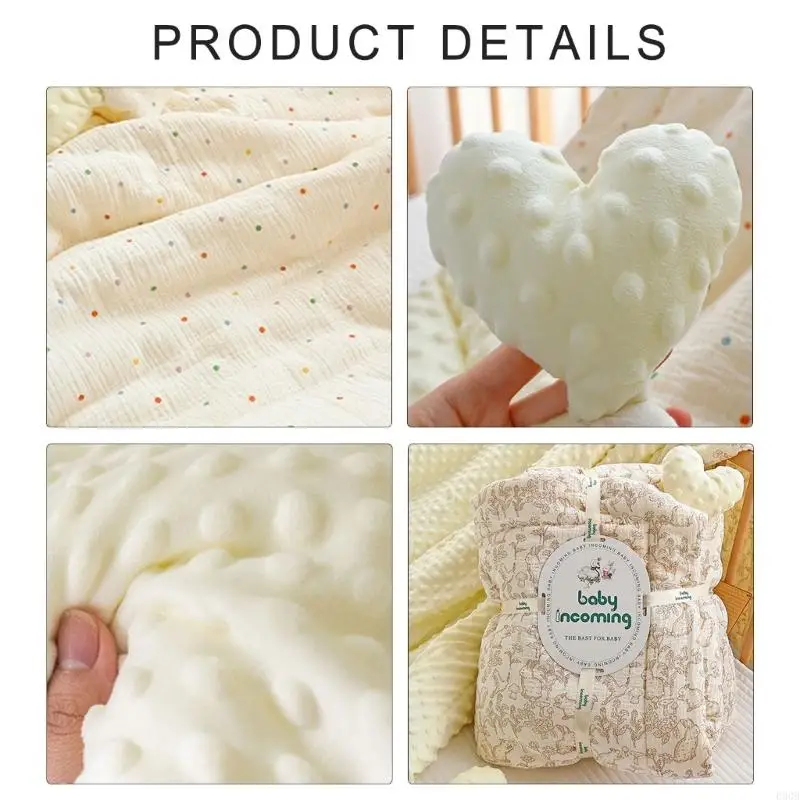 090B Plush Thickened Security Blanket Thickened Comfort Blanket Cotton Wrap Unisex Baby Blanket Excellent for Fall & Winter