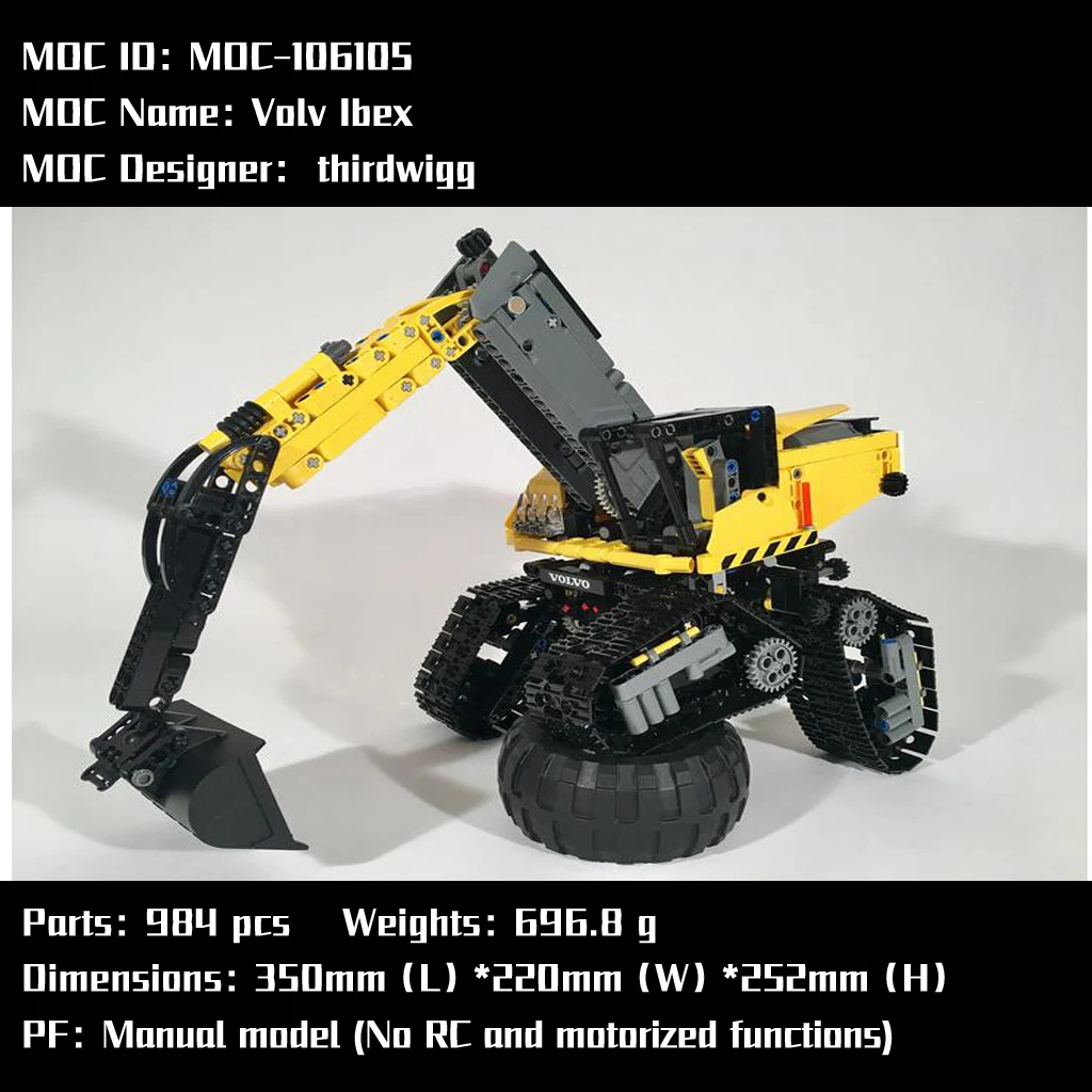 MOC-106105 VOL-ib Future Excavator Model With PDF Drawings Building Blocks Bricks Kids DIY Toys Birthday Christmas Gifts