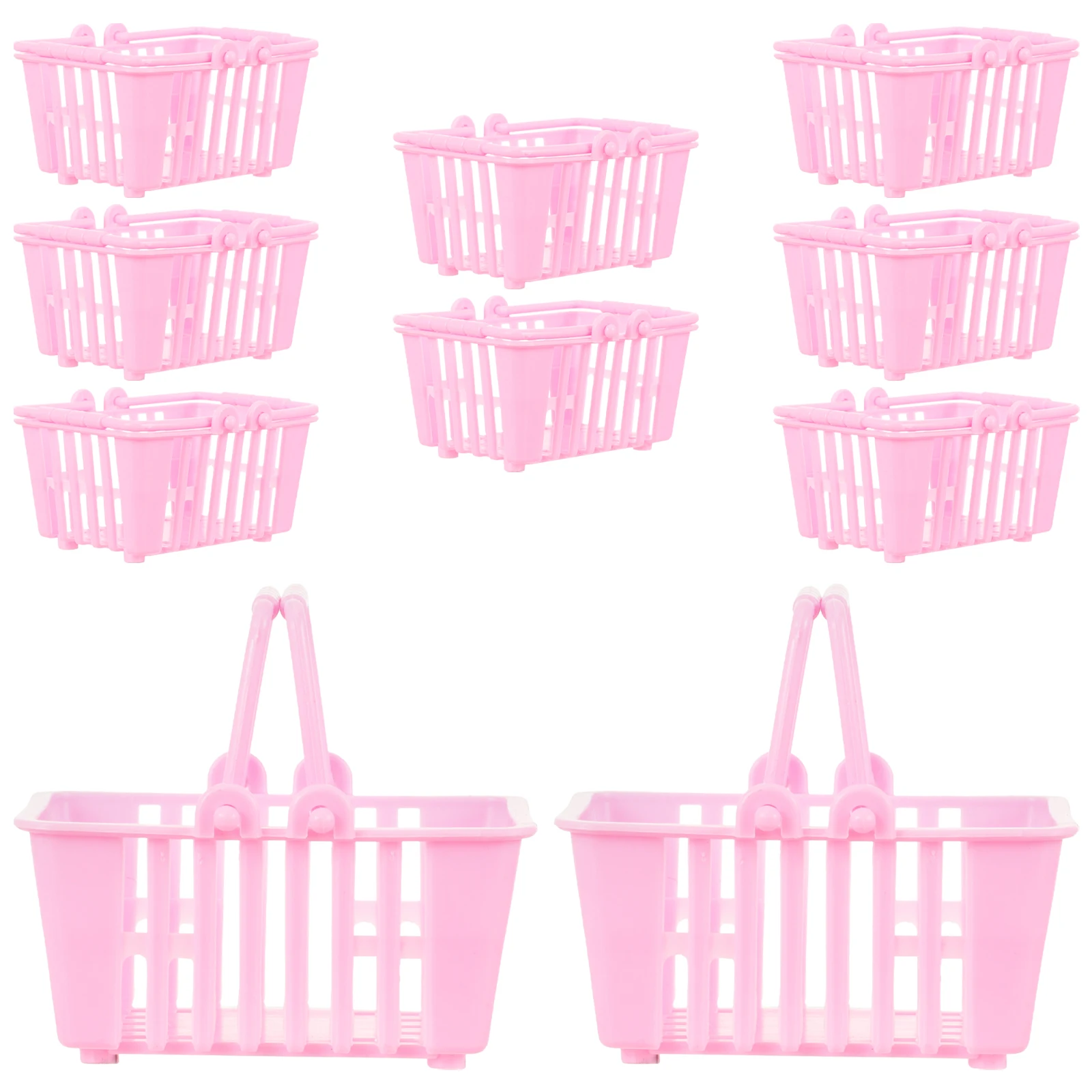 

10pc Dollhouse Miniature Supermarket Shopping Basket Simple Mini Storage Basket With Handle Kids Toy Model Dollhouse Accessories