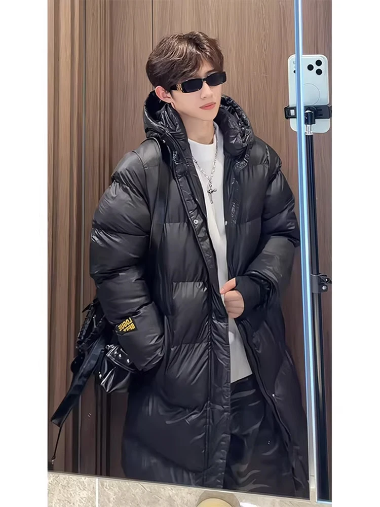 

aphene Thiened Winter Jaet, мужское хлопковое пальто с капюшоном, теплая молодежная модная футболка с защитой от холода, верхняя одежда средней длины