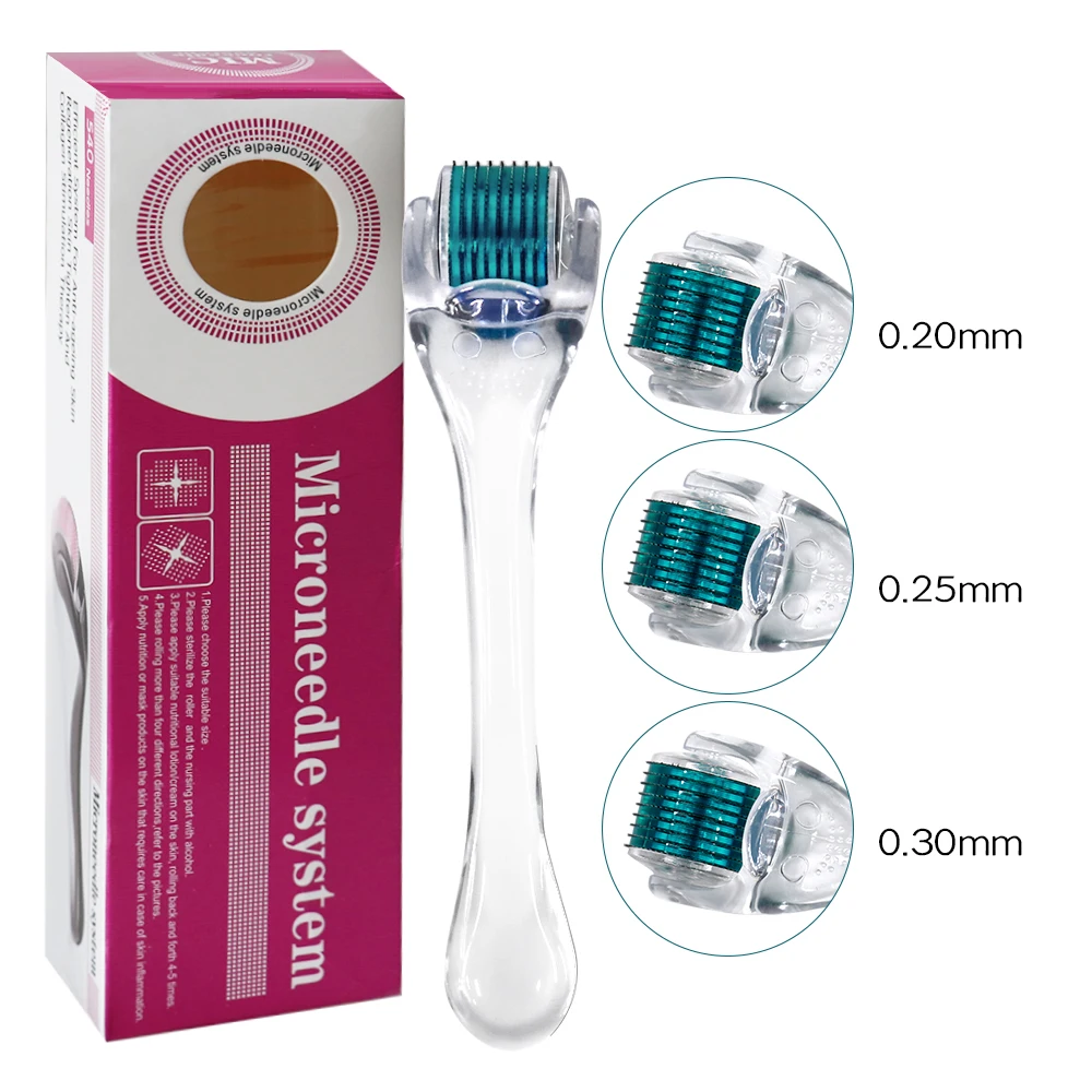 Rodillo Derma Transparente de 0.2/0.25/0.3mm, Rodillo de Microagujas DRS para Cuidado Facial, Uso Doméstico, Herramientas de Masaje Facial para Belleza