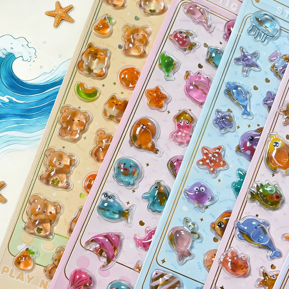 3D Kids Cartoon Kawaii Animal Handwork Nail Sticker Penguin Rabbit Bear Relief Drop Sticker for Scrapbooking Phone Case DIY Deco view 2