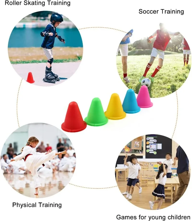 10 pz/lotto Pattinaggio Marker Cono Rullo Calcio Calcio Marker Tazza Velocità Agilità Ostacolo Attrezzature Per L'allenamento Slalom Roller Skate Pile