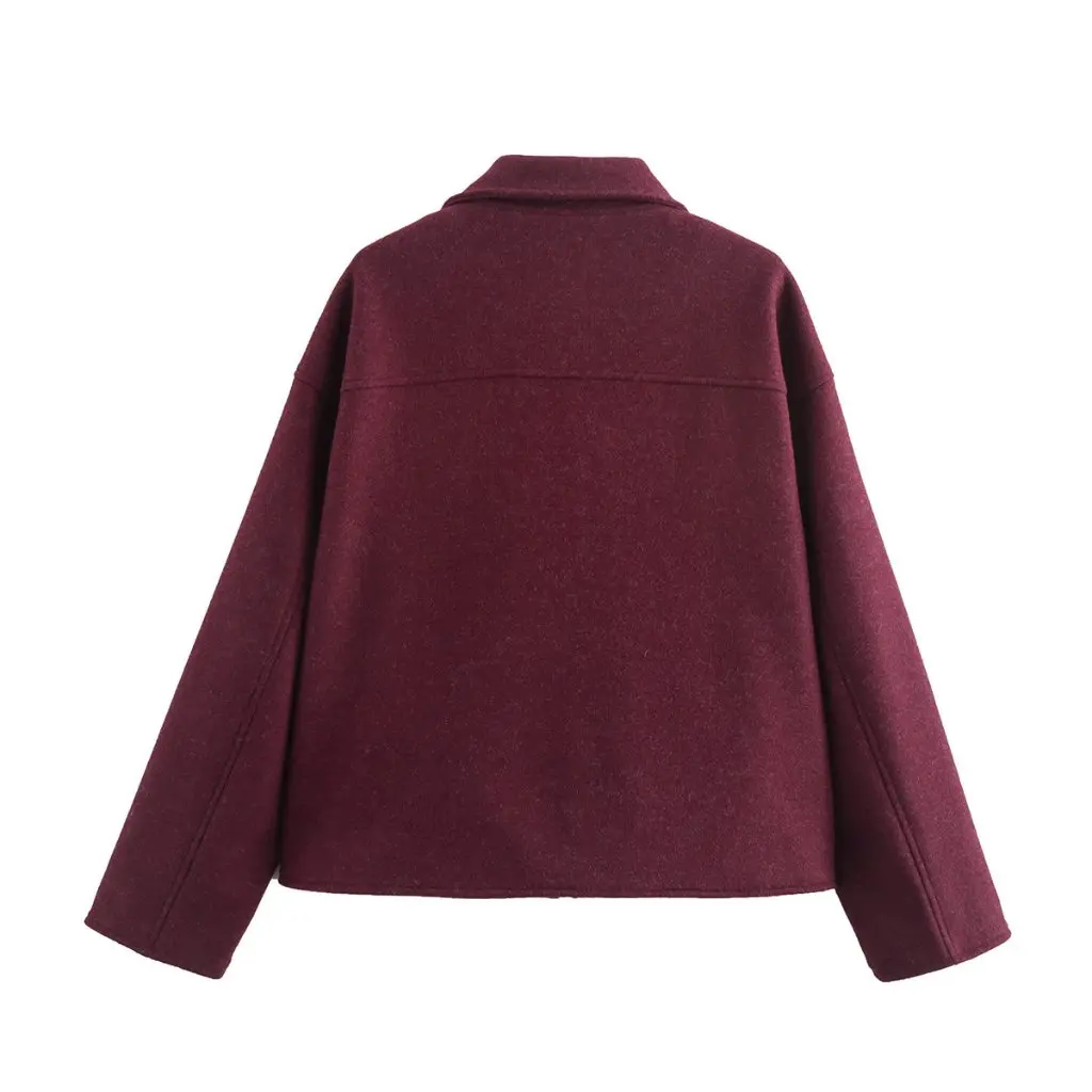 

Women's Large Size Casual Loose Lapel Zipper Jacket Autumn Winter Fashion European American Style Top