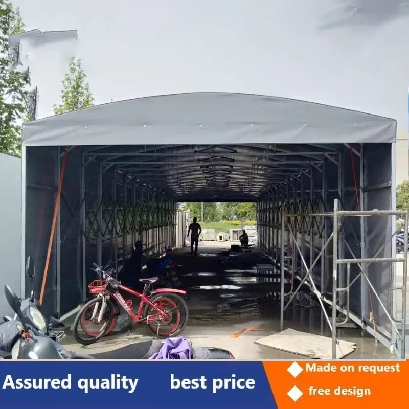 Large outdoor shade warehouse canopy factory storage mobile sliding awning manual folding retractable awning