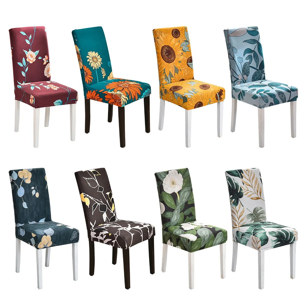 Dining Room Chair Covers Stretch Printed Parsons Chair Slipcovers Spandex Removable Washable Kitchen Chair Protector Cover