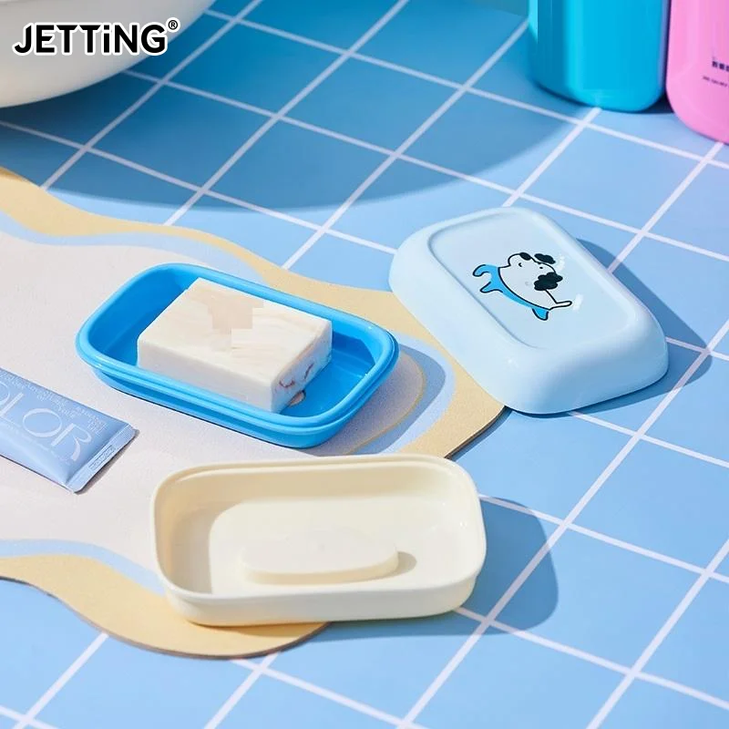 

Портативная мыльница с героями мультфильмов, двухслойная пластиковая мыльница, бытовой слив для ванной комнаты, мыльница, мыльница для ванной комнаты с крышкой