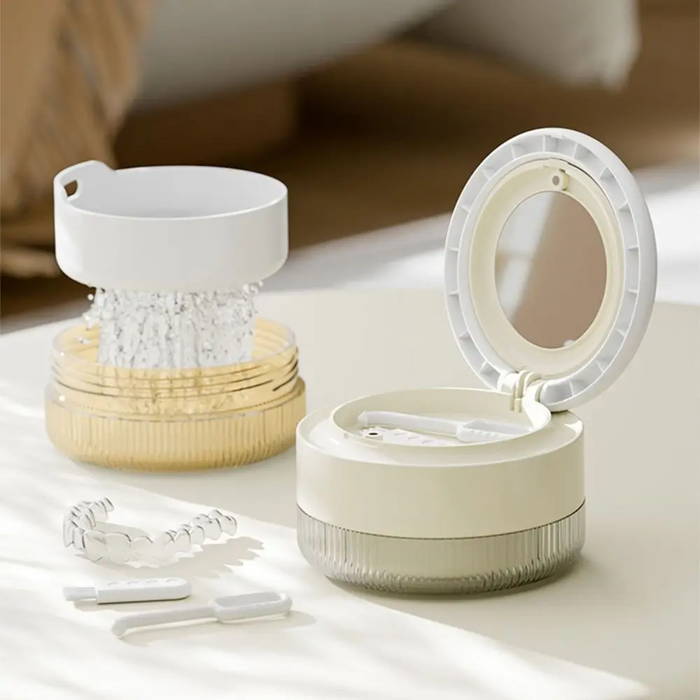 Washable Invisible Braces Holder Storage Box Plastic Leak Proof Denture Braces Container Portable Magnetic Lock Mouth Guard Case