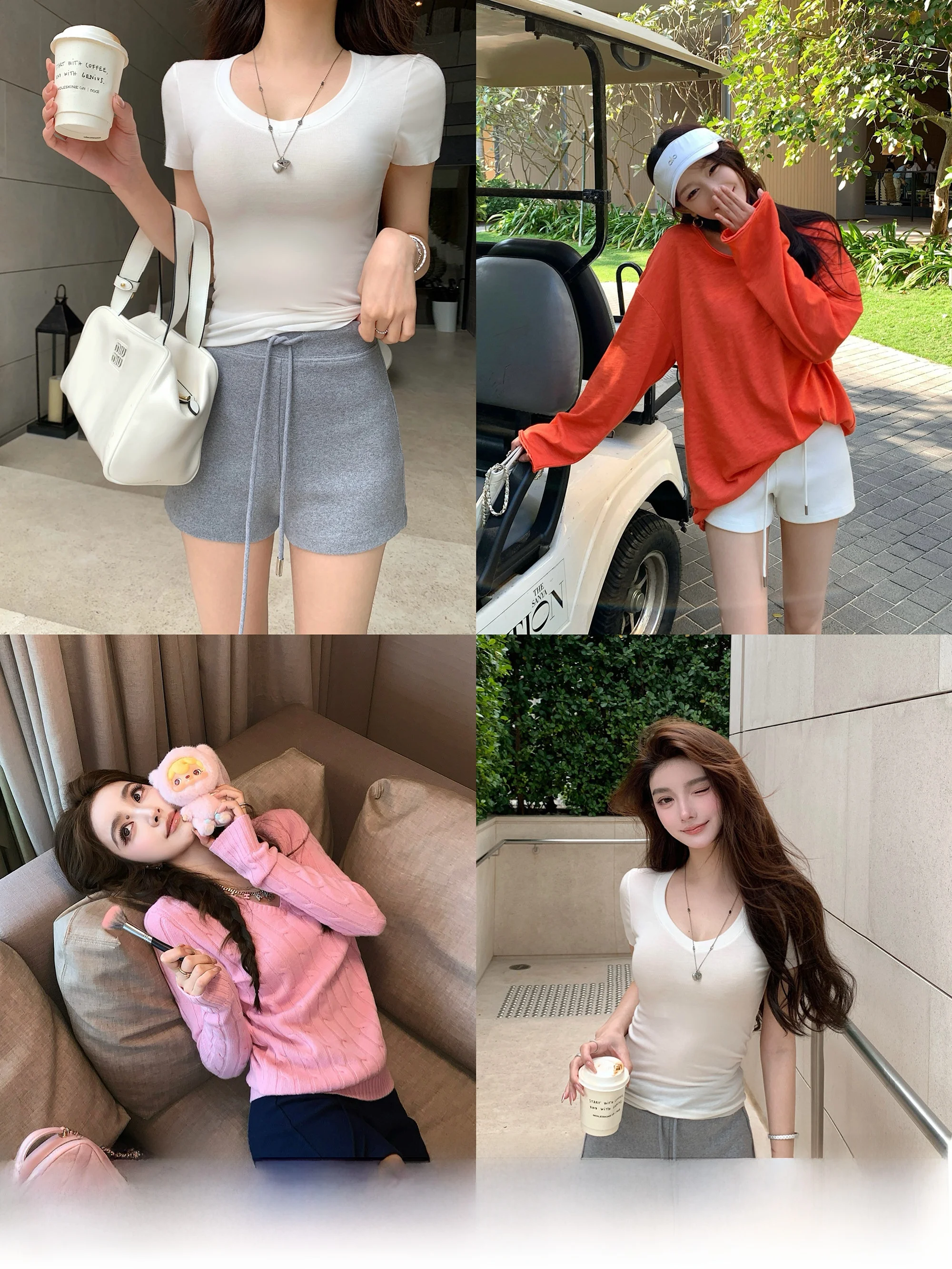 

Lilylikes Spicy Girl Knitted Shorts Long Legs Cute Girl Get Casual Style Natural Waist Drawstring Loose Fit Ladies Pants