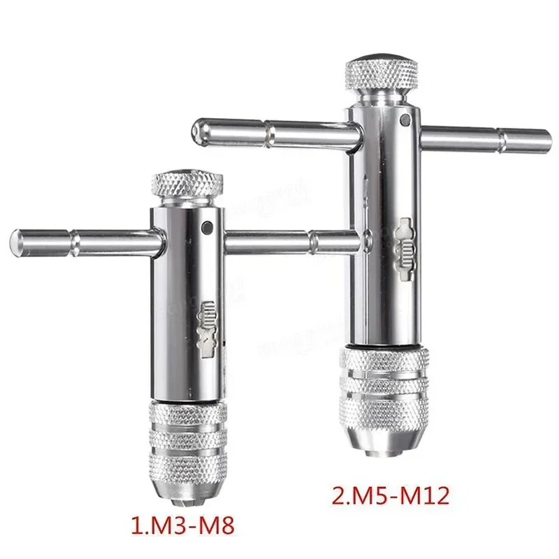 T-Handle Ratchet Tap Wrench Tap Screw Holder Male Thread Metric Plug Mechanical Workshop Tools Hand Adjustable Tap Die Set