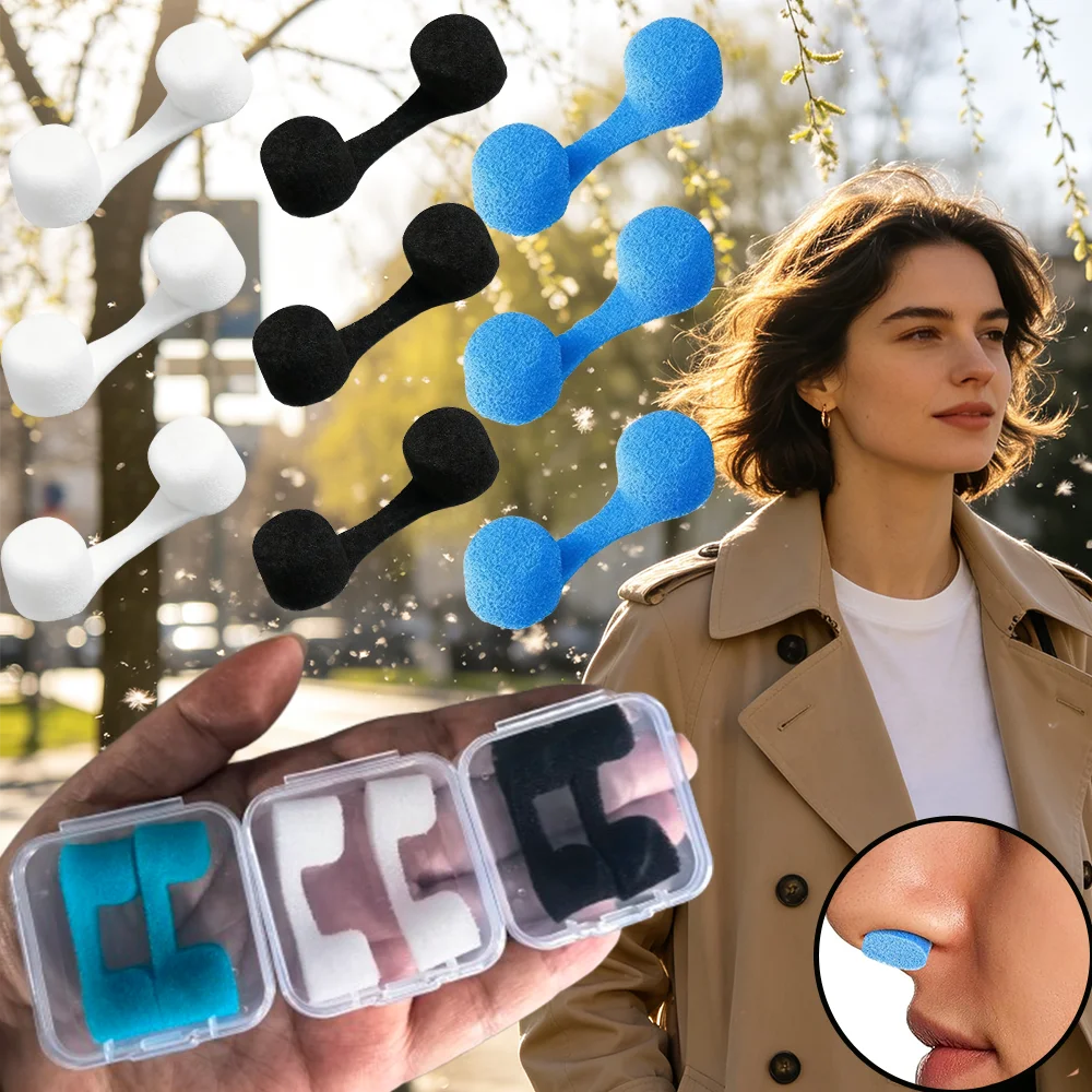 2pcs boxed invisible sponge nose plugs, for dust and pollen, breathable and washable. Suitable for preventing second-hand smoke in offices, cleaning dust, construction site dust, sawdust, mining dust, everyday pollen, bacteria, dust, fine hair, etc