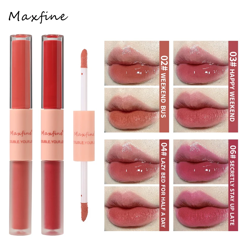 Double End Lip Glaze Volledige Glans Spiegel En Matte Fluwelen Langdurige Kleur En Vocht Lipgloss Anti Vlek Cosmetische Lip Glaze