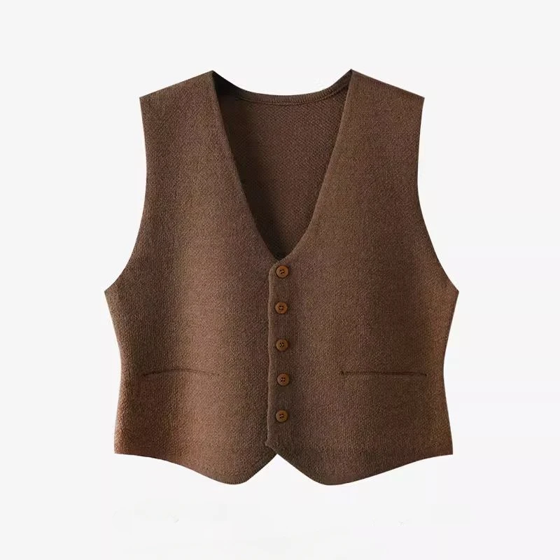All-match New Trend Fashion Knitted Vest Cardigan Sweater Vest Women's Outer Spring and Autumn