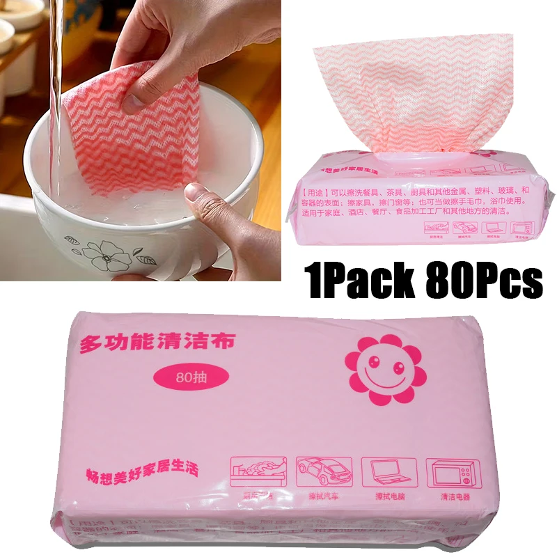 

80Pcs/Pack Kitchen Multi-Purpose Pull-Out Dishcloths Oil-Resistant Cleaning Cloths Towel Disposable Cleaning Wipe Cloth Paper