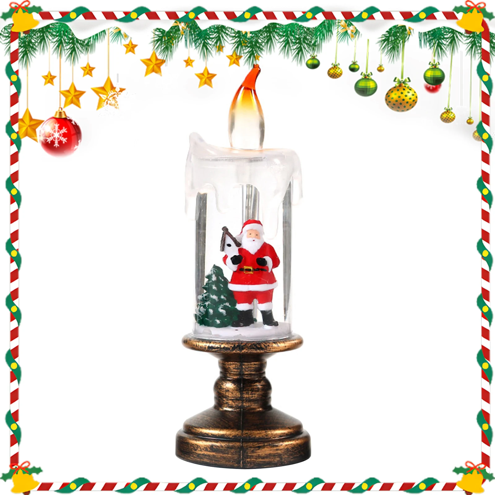 

Светодиодная беспламенная свеча, блестящая лампа на батарейках, беспламенная свеча с подсветкой, снежный фонарь в форме свечи, рождественские украшения