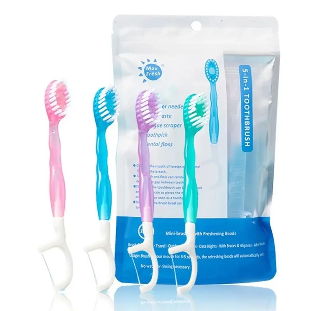 

26Pcs 5 in 1 Mini Travel Toothbrushes Oral Care Soft Disposable Portable Toothbrush with Floss&Toothpaste&Tongue Scraper