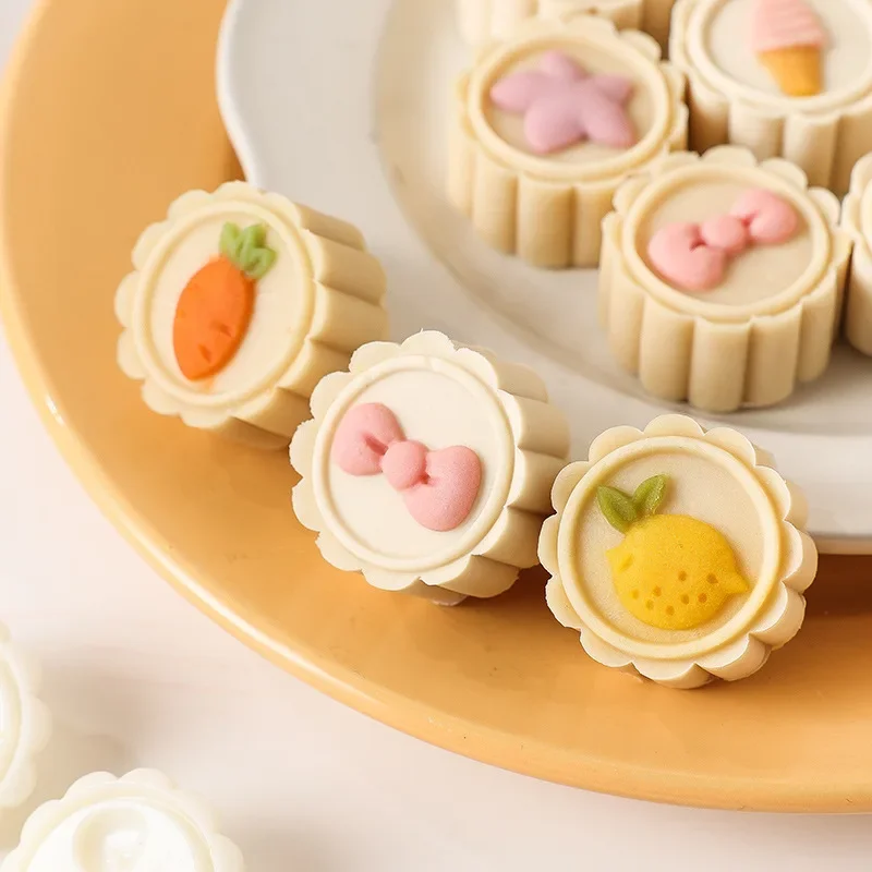 25g Plastic Mooncake Stamp Cute Shaped Mooncake Molds Festival Hand Press Moulds