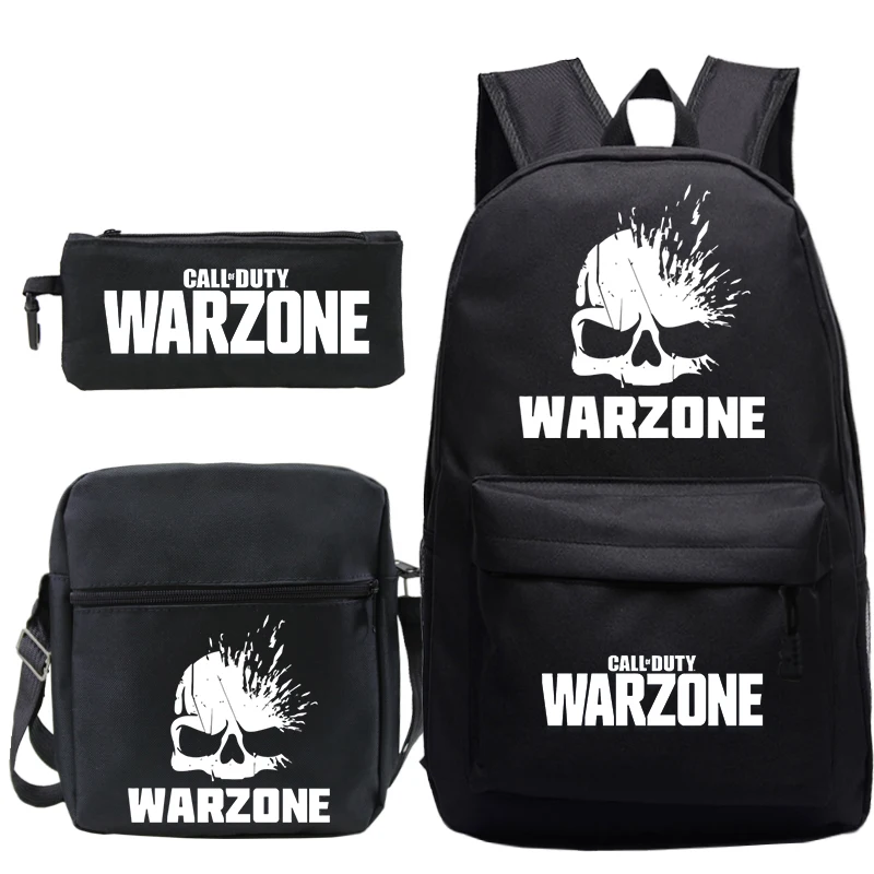 

Game Call Of Duty Warzone Print Backpack with Shoulder Bags Pencil Case 3Pcs Set Nylon School Bags Boys Girls Casual Bookbag